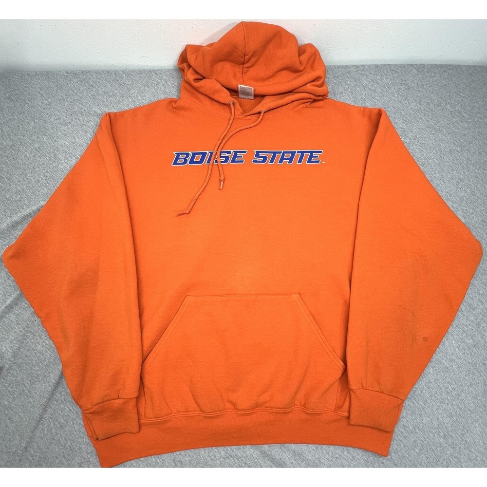 Boise State Hoodie Mens XL Orange NCAA Football Jerzees Pullover Sweatshirt